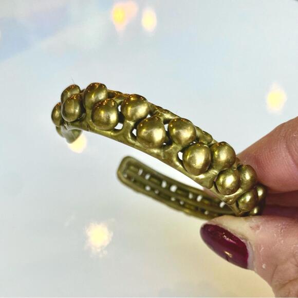 Vintage MCM Brutalist Brass Statement Cuff Bracelet 70s - Picture 4 of 7